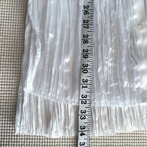 NWT Free People Satin Oversized Crinkle Button Up Shirt Blouse White Top sz M - Picture 10 of 14